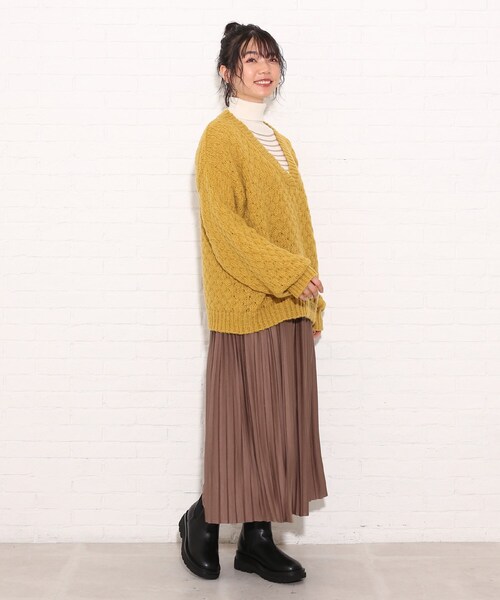 Cutie Blonde（キューティーブロンド）の「◆【S-L】ポコポコ編みニット（ニット/セーター・レディース・ブルー/サンドベージュ/マスタード・01/02/03）」の17枚目の写真