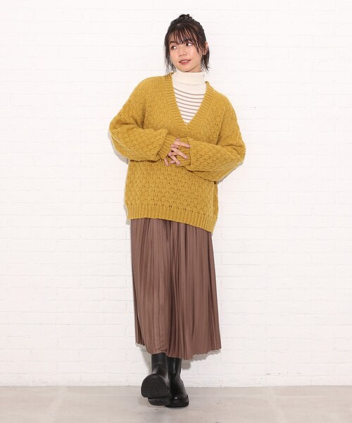 Cutie Blonde（キューティーブロンド）の「◆【S-L】ポコポコ編みニット（ニット/セーター・レディース・ブルー/サンドベージュ/マスタード・01/02/03）」の9枚目の写真