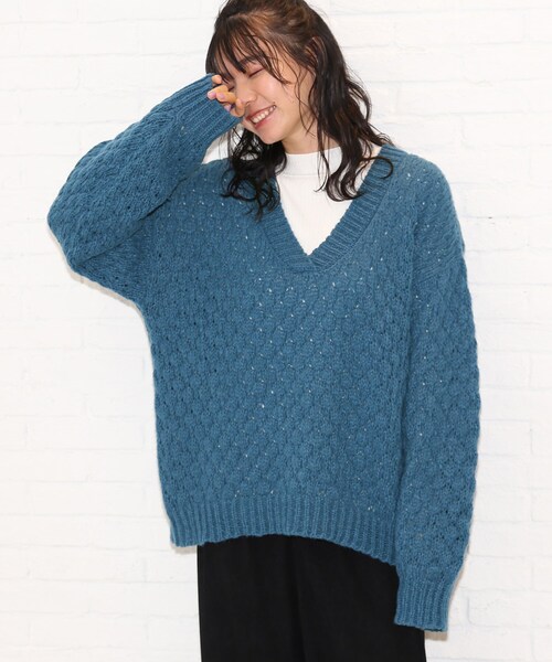 Cutie Blonde（キューティーブロンド）の「◆【S-L】ポコポコ編みニット（ニット/セーター・レディース・ブルー/サンドベージュ/マスタード・01/02/03）」の20枚目の写真