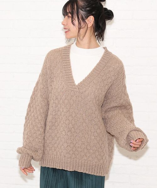 Cutie Blonde（キューティーブロンド）の「◆【S-L】ポコポコ編みニット（ニット/セーター・レディース・ブルー/サンドベージュ/マスタード・01/02/03）」の15枚目の写真