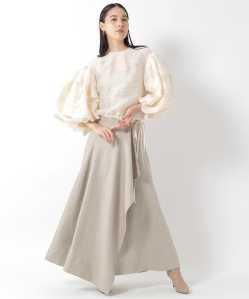 ⭕最終価格⭕Chaos ベージュ ラップスカート　ハイウエスト Chaos（カオス）の「Chaos(カオス)/【セットアップ】リネンヘリンボン