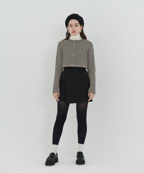 TINA：JOJUN（ティーナジョジュン）の「エンブレム付き ボーダーカーディガン TINA：JOJUN（カーディガン/ボレロ・レディース・ブラウン/アイボリー/カーキ・M）」の13枚目の写真