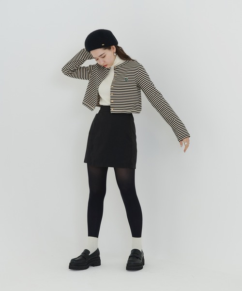 TINA：JOJUN（ティーナジョジュン）の「エンブレム付き ボーダーカーディガン TINA：JOJUN（カーディガン/ボレロ・レディース・ブラウン/アイボリー/カーキ・M）」の16枚目の写真