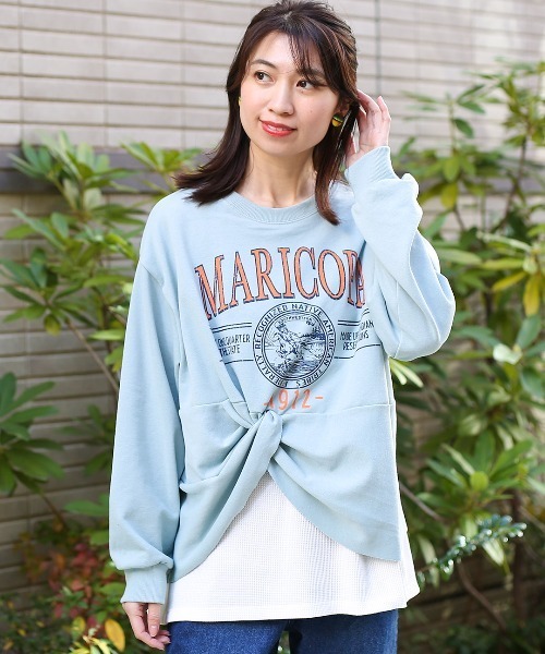 チチカカ（チチカカ）の「マリコパツィストレイヤードプルオーバー（スウェット・レディース・ライトブルー/ブラウン/オフホワイト・FREE）」の3枚目の写真