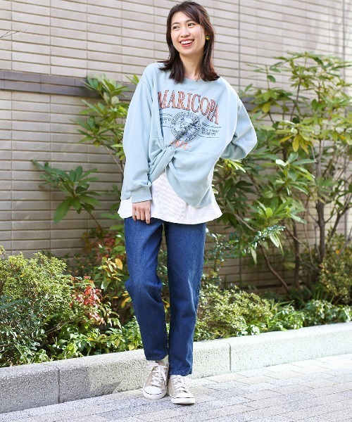 チチカカ（チチカカ）の「マリコパツィストレイヤードプルオーバー（スウェット・レディース・ライトブルー/ブラウン/オフホワイト・FREE）」の10枚目の写真