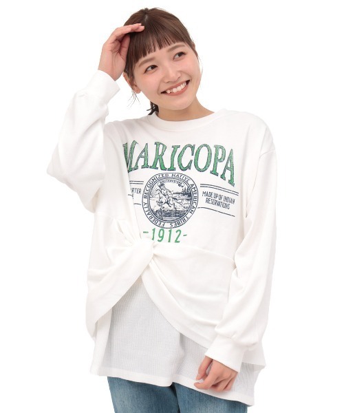 チチカカ（チチカカ）の「マリコパツィストレイヤードプルオーバー（スウェット・レディース・ライトブルー/ブラウン/オフホワイト・FREE）」の7枚目の写真