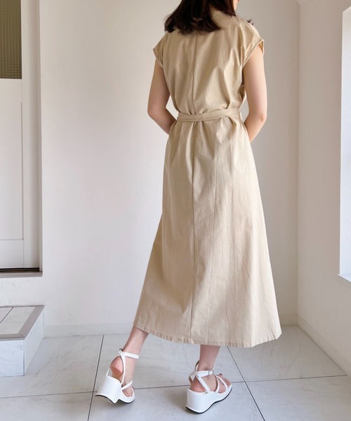 everycoco（エブリーココ）の「ウエストリボンフレンチスリーブワンピース◇（ワンピース・レディース・ベージュ/ネイビー/ミント/その他1・FREE）」の8枚目の写真