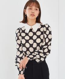 Tiara | ビッグドットプリントバイカラー衿ブラウス(シャツ/ブラウス)