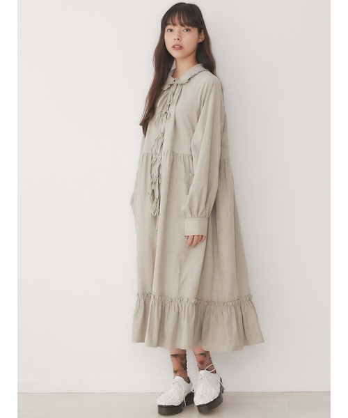 merry jenny(メリージェニー)の「ピーチリボンフリルカラーワンピース(ワンピース・レディース・ベージュ/ブルー/ブラック・FREE)」の20枚目の写真