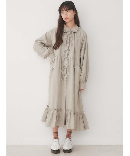 merry jenny(メリージェニー)の「ピーチリボンフリルカラーワンピース(ワンピース・レディース・ベージュ/ブルー/ブラック・FREE)」の5枚目の写真