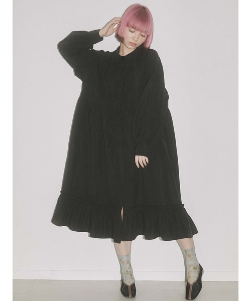 merry jenny(メリージェニー)の「ピーチリボンフリルカラーワンピース(ワンピース・レディース・ベージュ/ブルー/ブラック・FREE)」の9枚目の写真