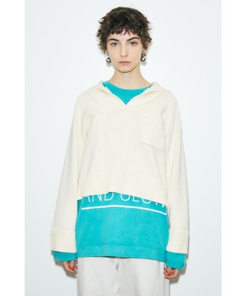 MOUSSY（マウジー）の「SAILOR ニットトップス（ニット/セーター・レディース・ライトイエロー/アイボリー/ネイビー/ターコイズブルー・FREE）」の5枚目の写真