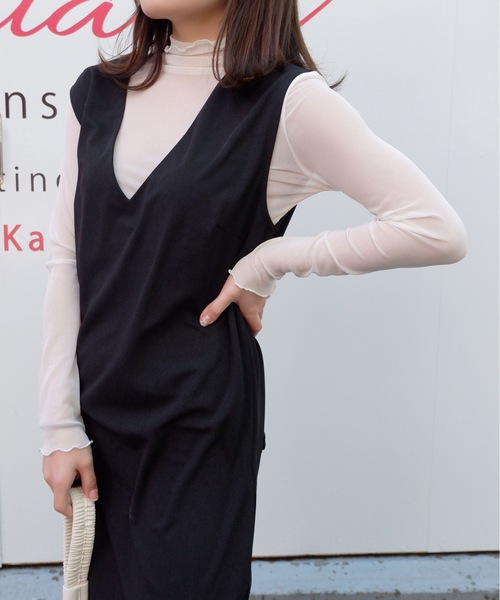 sakishimatokyo（サキシマトーキョー）の「「Vネックジャンパースカート」（ジャンパースカート・レディース・ブラック/ベージュ/グレー/キャメル・FREE）」の14枚目の写真