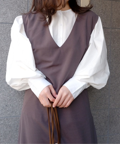 sakishimatokyo（サキシマトーキョー）の「「Vネックジャンパースカート」（ジャンパースカート・レディース・ブラック/ベージュ/グレー/キャメル・FREE）」の21枚目の写真