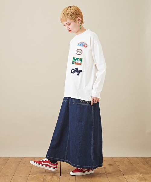 CUBE SUGAR(キューブシュガー)の「天竺 カットソー クルーネック ワッペンTシャツ(Tシャツ/カットソー・レディース・ホワイト/ブラック/トップグレー/ベージュ・M)」の7枚目の写真