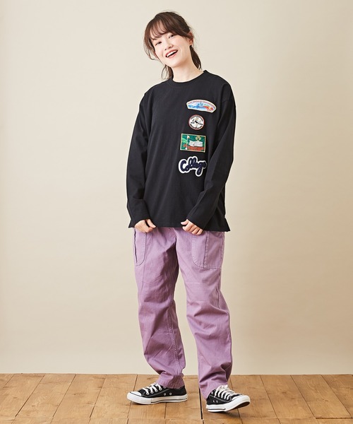 CUBE SUGAR(キューブシュガー)の「天竺 カットソー クルーネック ワッペンTシャツ(Tシャツ/カットソー・レディース・ホワイト/ブラック/トップグレー/ベージュ・M)」の12枚目の写真