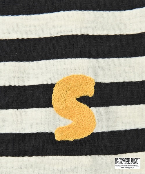 BIG FIELD（ビッグフィールド）の「【PEANUTS】スヌーピー/ボーダーロンＴ（90～150cm）（Tシャツ/カットソー・キッズ・ブラック・90/100/110/120/130/95/140/150）」の3枚目の写真