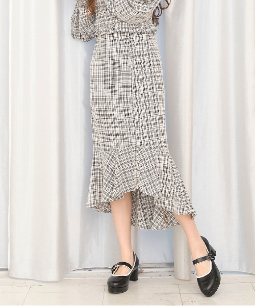 TITTY&CO.（ティティーアンドコー）の「チェックマーメイドスカート（スカート・レディース・ブラック/ライトブルー/グリーン・SMALL/MEDIUM）」の2枚目の写真