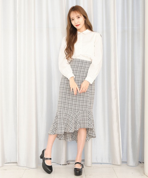 TITTY&CO.（ティティーアンドコー）の「チェックマーメイドスカート（スカート・レディース・ブラック/ライトブルー/グリーン・SMALL/MEDIUM）」の15枚目の写真