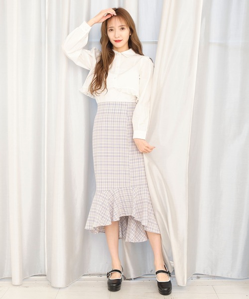 TITTY&CO.（ティティーアンドコー）の「チェックマーメイドスカート（スカート・レディース・ブラック/ライトブルー/グリーン・SMALL/MEDIUM）」の16枚目の写真