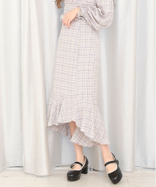TITTY&CO.（ティティーアンドコー）の「チェックマーメイドスカート（スカート・レディース・ブラック/ライトブルー/グリーン・SMALL/MEDIUM）」の7枚目の写真