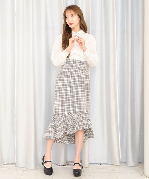 TITTY&CO.（ティティーアンドコー）の「チェックマーメイドスカート（スカート・レディース・ブラック/ライトブルー/グリーン・SMALL/MEDIUM）」の5枚目の写真