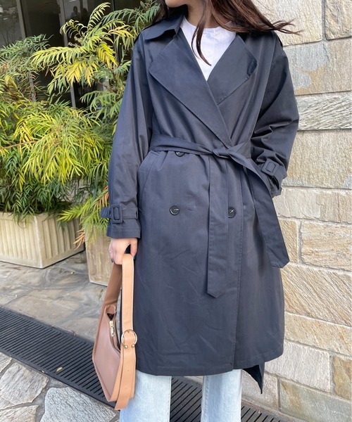 Meli rich(メリーリッチ)の「軽やかな着心地。ロングトレンチコート(トレンチコート・レディース・ネイビー/カーキ/アイボリー・FREE)」の1枚目の写真