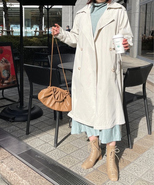 Meli rich(メリーリッチ)の「軽やかな着心地。ロングトレンチコート(トレンチコート・レディース・ネイビー/カーキ/アイボリー・FREE)」の2枚目の写真