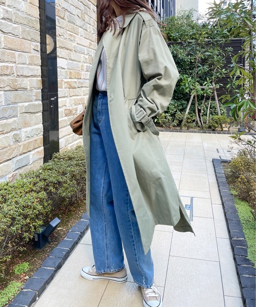 Meli rich(メリーリッチ)の「軽やかな着心地。ロングトレンチコート(トレンチコート・レディース・ネイビー/カーキ/アイボリー・FREE)」の6枚目の写真