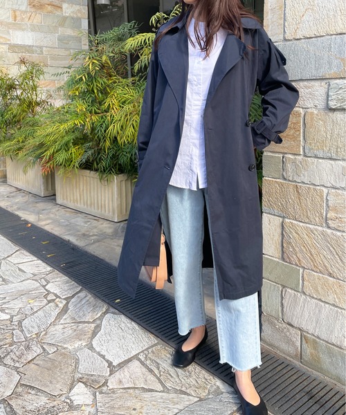 Meli rich(メリーリッチ)の「軽やかな着心地。ロングトレンチコート(トレンチコート・レディース・ネイビー/カーキ/アイボリー・FREE)」の11枚目の写真