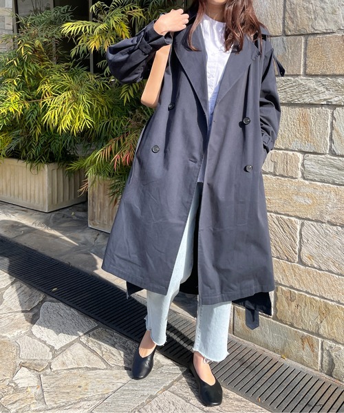 Meli rich(メリーリッチ)の「軽やかな着心地。ロングトレンチコート(トレンチコート・レディース・ネイビー/カーキ/アイボリー・FREE)」の12枚目の写真