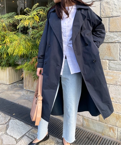 Meli rich(メリーリッチ)の「軽やかな着心地。ロングトレンチコート(トレンチコート・レディース・ネイビー/カーキ/アイボリー・FREE)」の13枚目の写真