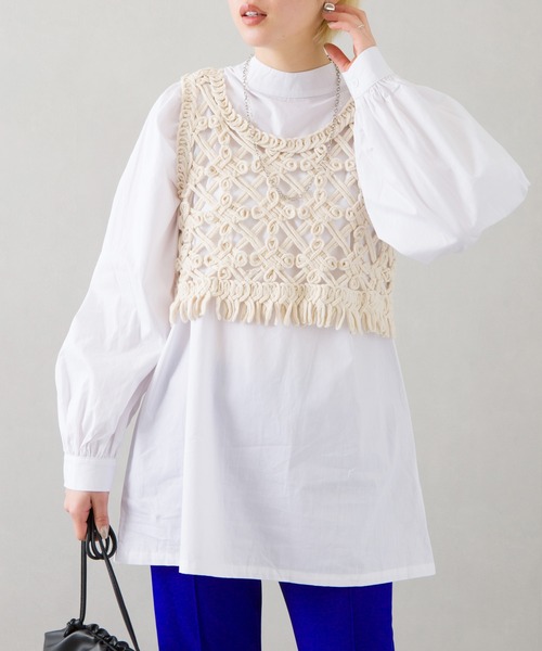 SpRay(スプレイ)の「カギ針タンクトップ(タンクトップ・レディース・ホワイト/ベージュ・FREE)」の5枚目の写真