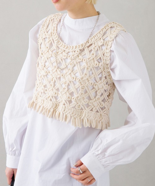 SpRay(スプレイ)の「カギ針タンクトップ(タンクトップ・レディース・ホワイト/ベージュ・FREE)」の7枚目の写真