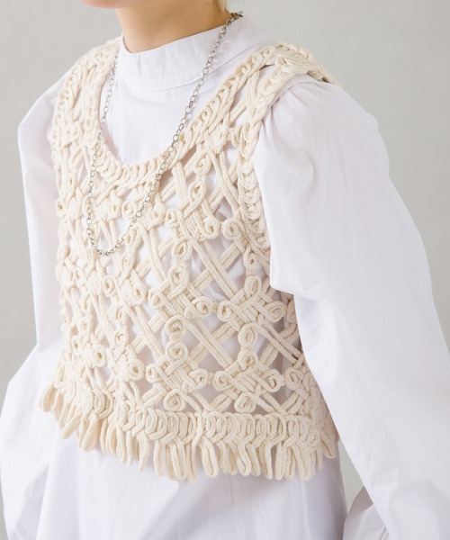 SpRay(スプレイ)の「カギ針タンクトップ(タンクトップ・レディース・ホワイト/ベージュ・FREE)」の9枚目の写真