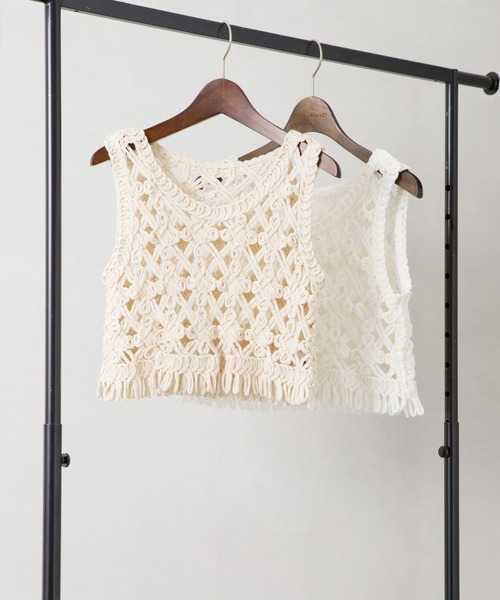 SpRay(スプレイ)の「カギ針タンクトップ(タンクトップ・レディース・ホワイト/ベージュ・FREE)」の16枚目の写真