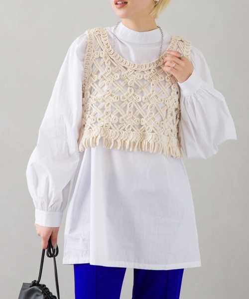 SpRay(スプレイ)の「カギ針タンクトップ(タンクトップ・レディース・ホワイト/ベージュ・FREE)」の6枚目の写真