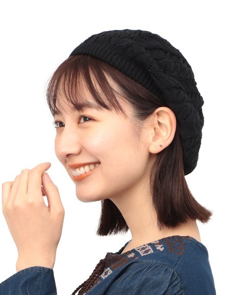チチカカ（チチカカ）の「コットンレーシーニットベレー（ハンチング/ベレー帽・レディース・ブラック/ダークグリーン/ピンク/ブルー/アイボリー・FREE）」の16枚目の写真
