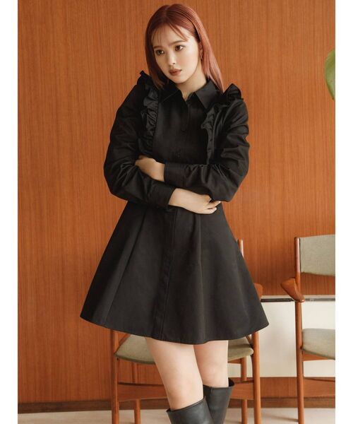 CALNAMUR(カルナムール)の「フリルシャツワンピース(ワンピース・レディース・ベージュ/ホワイト/ブラック・FREE)」の13枚目の写真