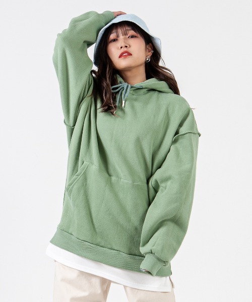mimonal(ミモナル)の「ビックシルエットフーディー【ユニセックス】(パーカー・メンズ・ブラック/グレー/ブルー/グリーン/アイボリー・FREE)」の4枚目の写真
