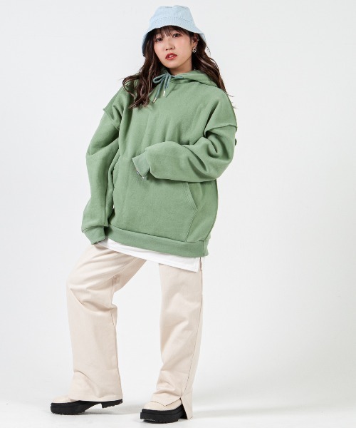 mimonal(ミモナル)の「ビックシルエットフーディー【ユニセックス】(パーカー・メンズ・ブラック/グレー/ブルー/グリーン/アイボリー・FREE)」の9枚目の写真