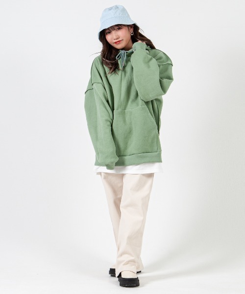 mimonal(ミモナル)の「ビックシルエットフーディー【ユニセックス】(パーカー・メンズ・ブラック/グレー/ブルー/グリーン/アイボリー・FREE)」の10枚目の写真