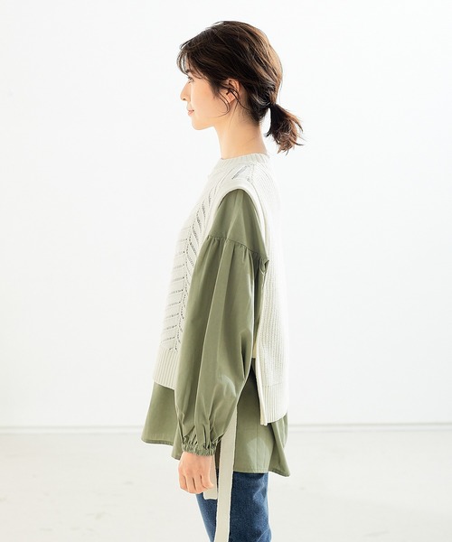abahouse mavie（アバハウスマヴィ）の「袖ボリュームブラウス＆透かし編ﾍベストセットアップ（シャツ/ブラウス・レディース・カーキ/ホワイト・フリー）」の22枚目の写真