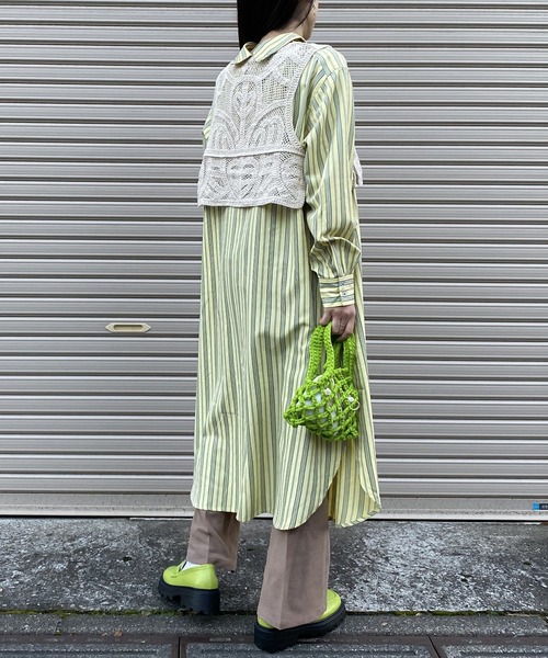 AS KNOW AS PINKY（アズノゥアズピンキー）の「サラリラ釦あそびシャツワンピース（シャツワンピース・レディース・オフホワイト/サックスブルー/イエロー/ピンク・FREE）」の20枚目の写真