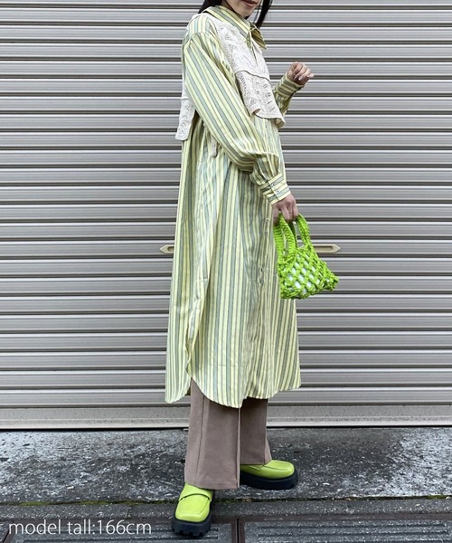 AS KNOW AS PINKY（アズノゥアズピンキー）の「サラリラ釦あそびシャツワンピース（シャツワンピース・レディース・オフホワイト/サックスブルー/イエロー/ピンク・FREE）」の21枚目の写真