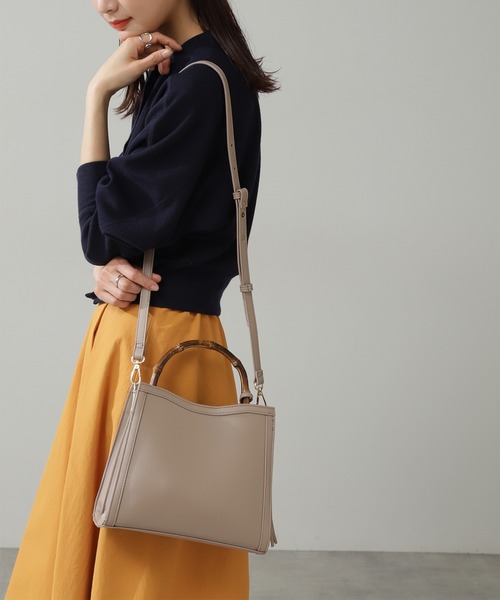 N.（N. Natural Beauty Basic）（エヌエヌナチュラルビューティーベーシック）の「フレームスクエアバンブーショルダーバッグ（ショルダーバッグ・レディース・ベージュ/ブルー/ブラウン系その他・ﾌﾘ-）」の7枚目の写真