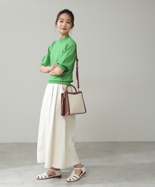 N.（N. Natural Beauty Basic）（エヌエヌナチュラルビューティーベーシック）の「フレームスクエアバンブーショルダーバッグ（ショルダーバッグ・レディース・ベージュ/ブルー/ブラウン系その他・ﾌﾘ-）」の9枚目の写真