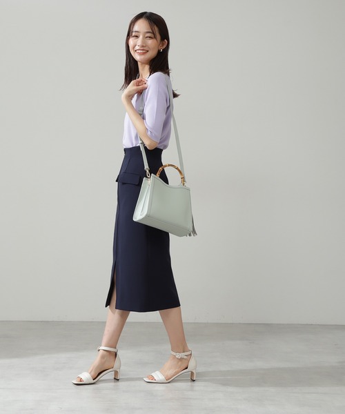 N.（N. Natural Beauty Basic）（エヌエヌナチュラルビューティーベーシック）の「フレームスクエアバンブーショルダーバッグ（ショルダーバッグ・レディース・ベージュ/ブルー/ブラウン系その他・ﾌﾘ-）」の6枚目の写真