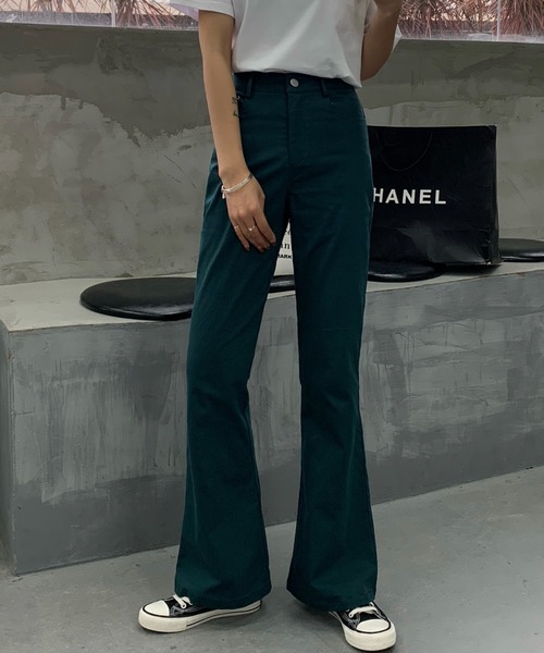 ABITOKYO（アビトーキョー）の「ハイウエストストレッチデニムセミフレアパンツ（デニムパンツ・レディース・ホワイト/ブラック/ダークグリーン/ブラウン/ピンク/グレー/パープル・S/M/L）」の8枚目の写真