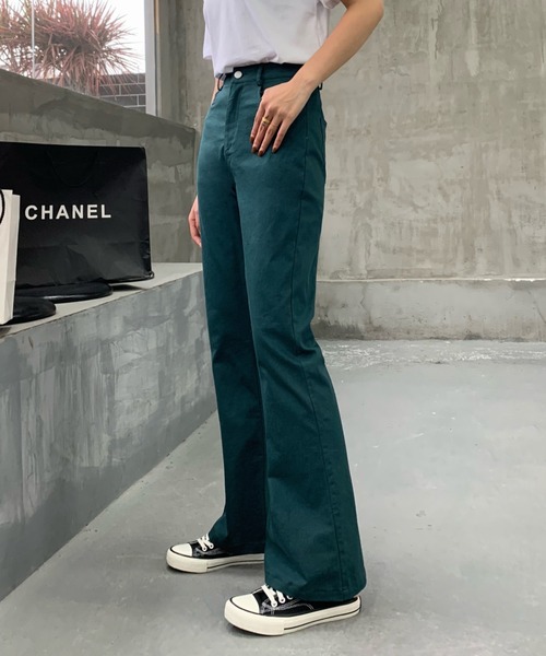 ABITOKYO（アビトーキョー）の「ハイウエストストレッチデニムセミフレアパンツ（デニムパンツ・レディース・ホワイト/ブラック/ダークグリーン/ブラウン/ピンク/グレー/パープル・S/M/L）」の17枚目の写真